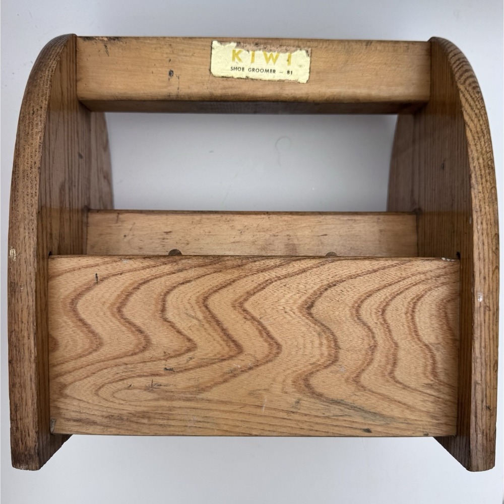 Vintage Kiwi Shoe Shine Box Wooden Container Distressed Nostalgia Organizer